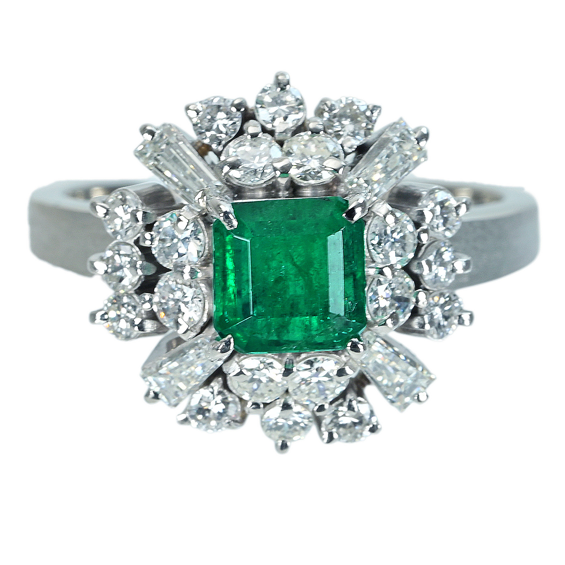 エメラルドリング PT900 E0.96ct D0.75ct D0.38ct 7.8g #13【中古】|FoL Jewelry 店