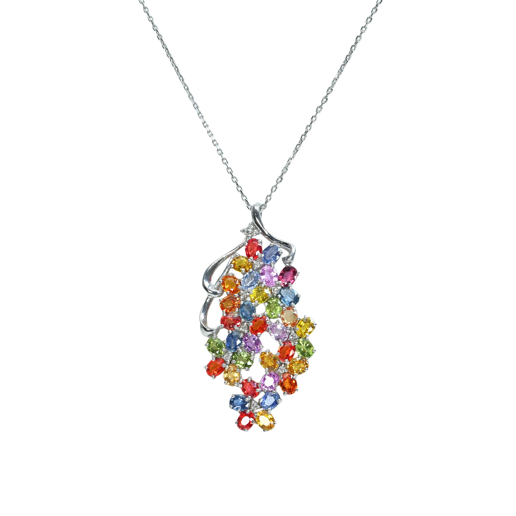 カラーサファイアペンダント K18WG CS10.80ct D0.12ct 11.0g 45cm【中古】｜FoL Jewelry 店