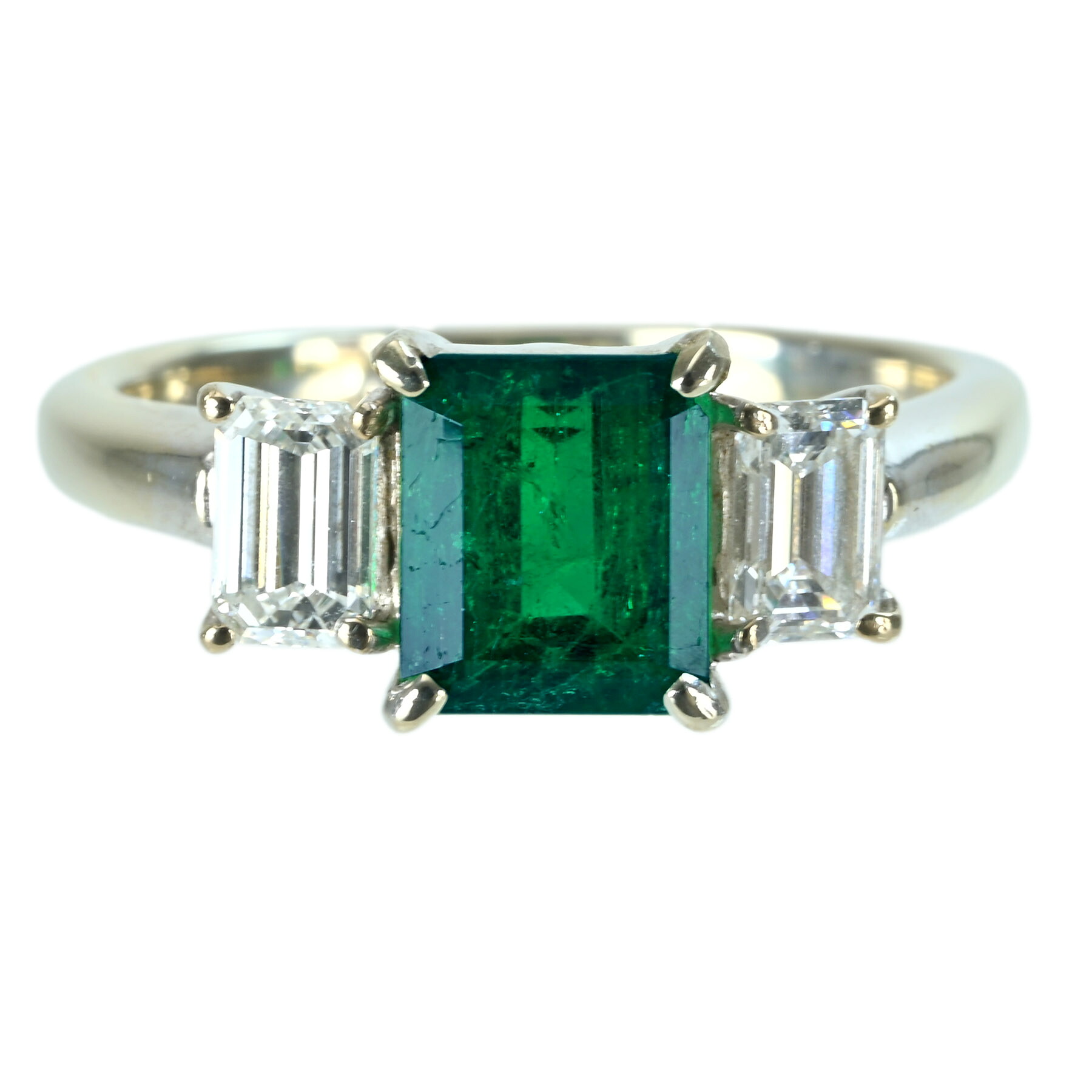 エメラルドリング K18WG E1.18ct D0.65ct 4.3g #11.5【中古】｜FoL Jewelry 店 237,600円