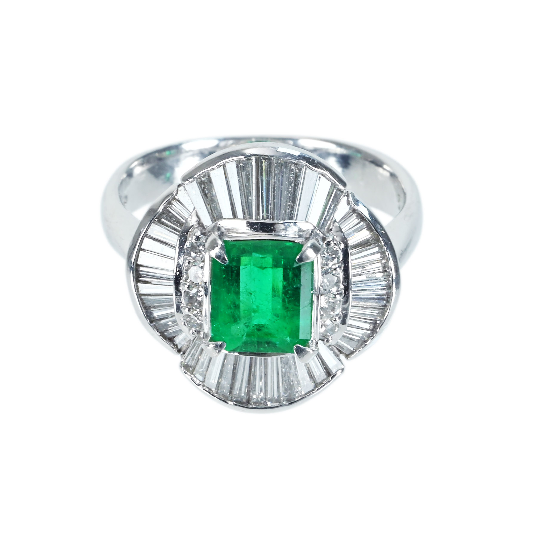 エメラルドリング PT900 E1.08ct D1.12ct 9.2g #13【中古】|FoL Jewelry 店