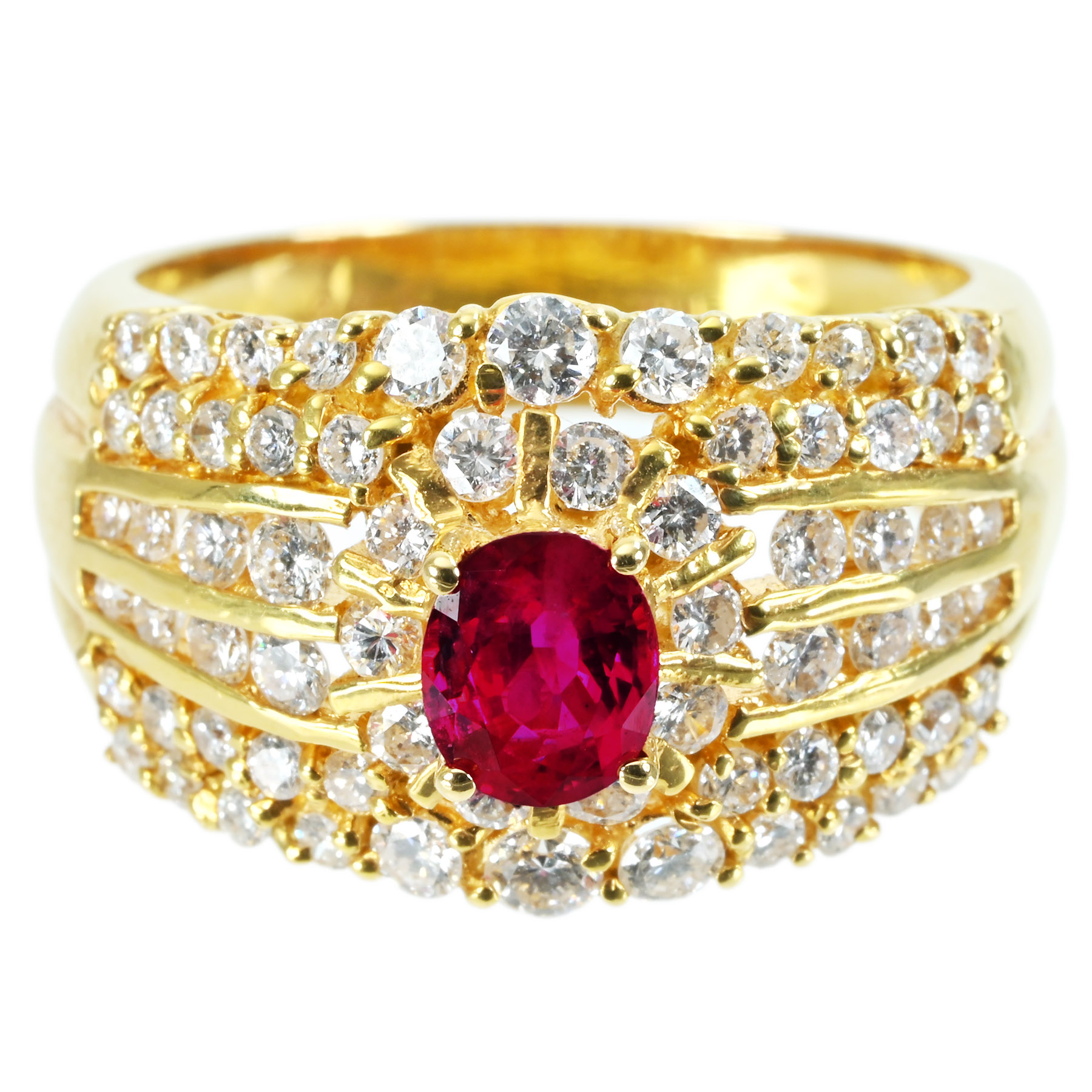 ルビーリング K18YG R0.73ct D1.36ct 10.1g #14.5【中古】|FoL Jewelry 店