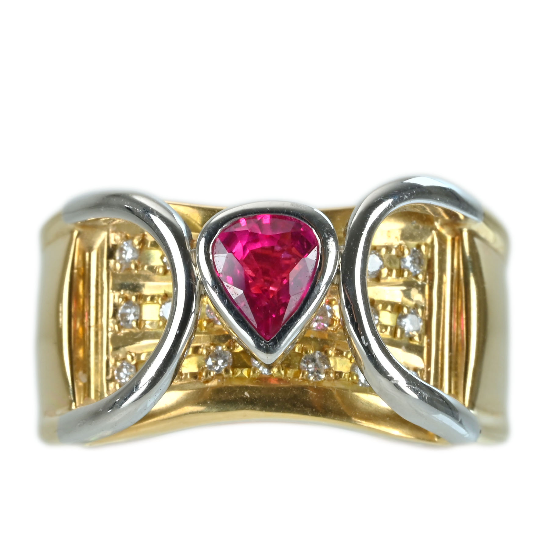ルビーリング PT900/K18YG R0.55ct D0.15ct 8.1g #11【中古】｜FoL Jewelry 店