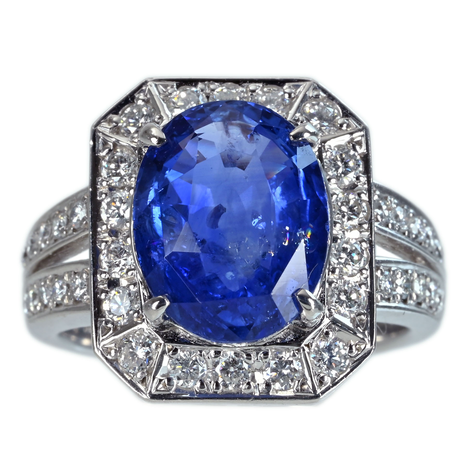 スリランカ産サファイアリング PT900 S5.398ct D0.65ct 12.1g #11【中古】｜FoL Jewelry 店