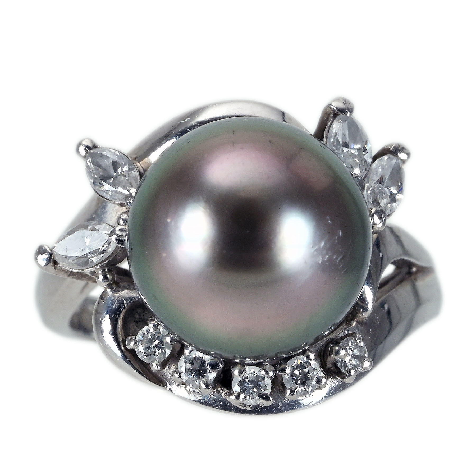 タヒチ黒蝶パールリング "MIKIMOTO" PT900 P10.5mm 8.0g #6【中古】｜FoL Jewelry 店