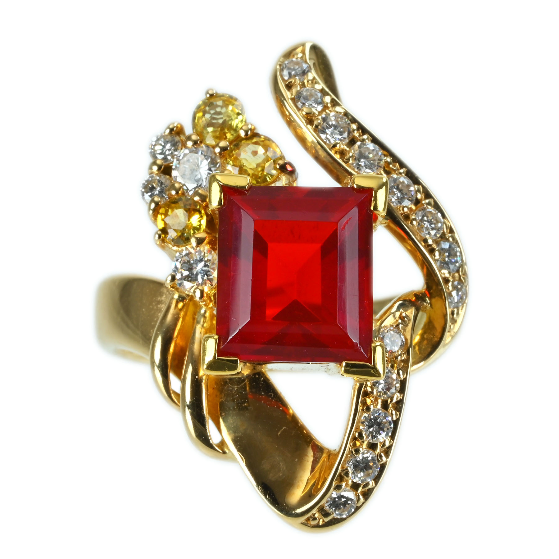 ファイアオパールリング K18YG OP2.44ct D0.38ct 11g #12【中古】|FoL Jewelry 店