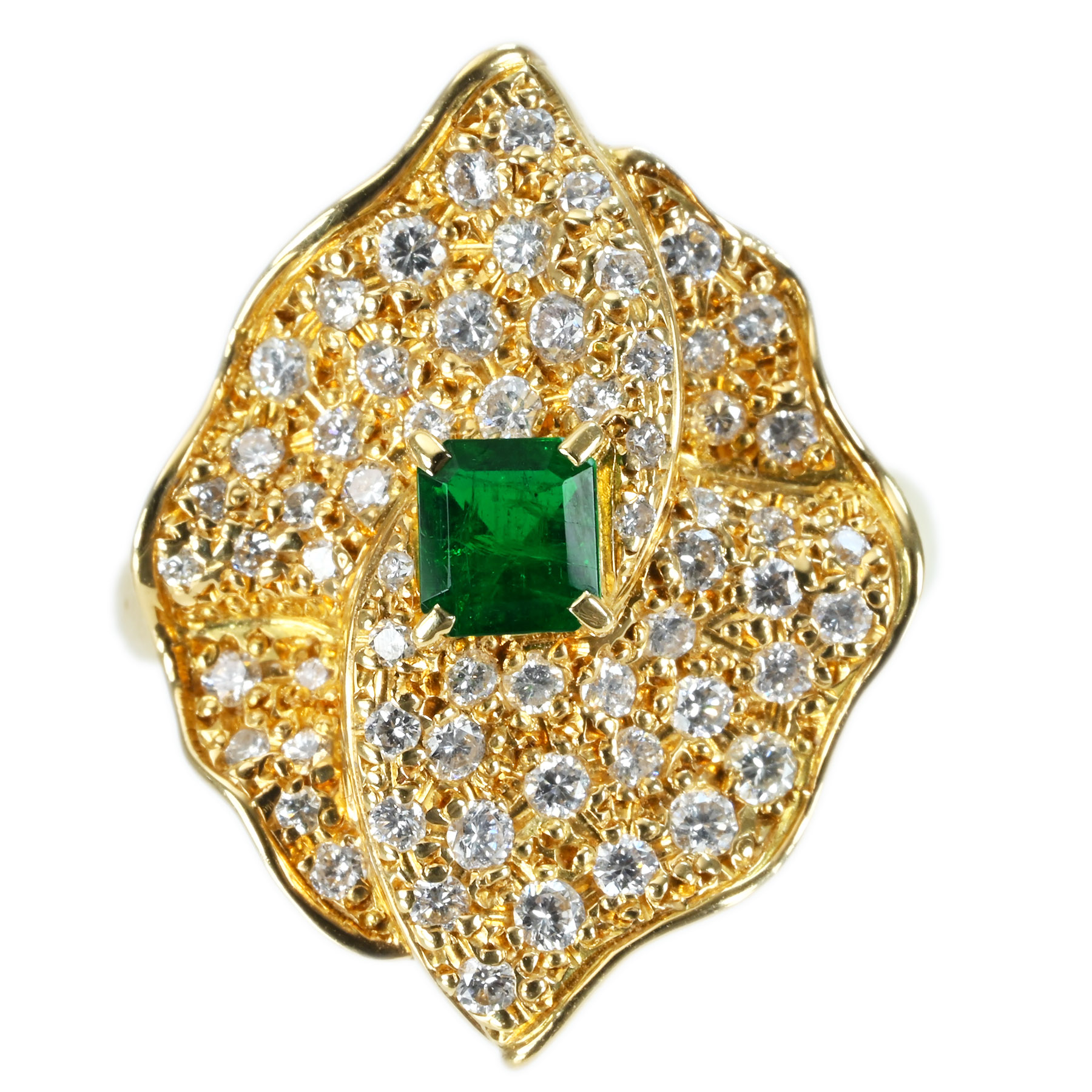 【中古】TASAKIタサキ K18YG EMERALD RING エメラルドリング E0.39ct D0.71ct 6.7g #11 ONE PRICE｜FoL Jewelry 店