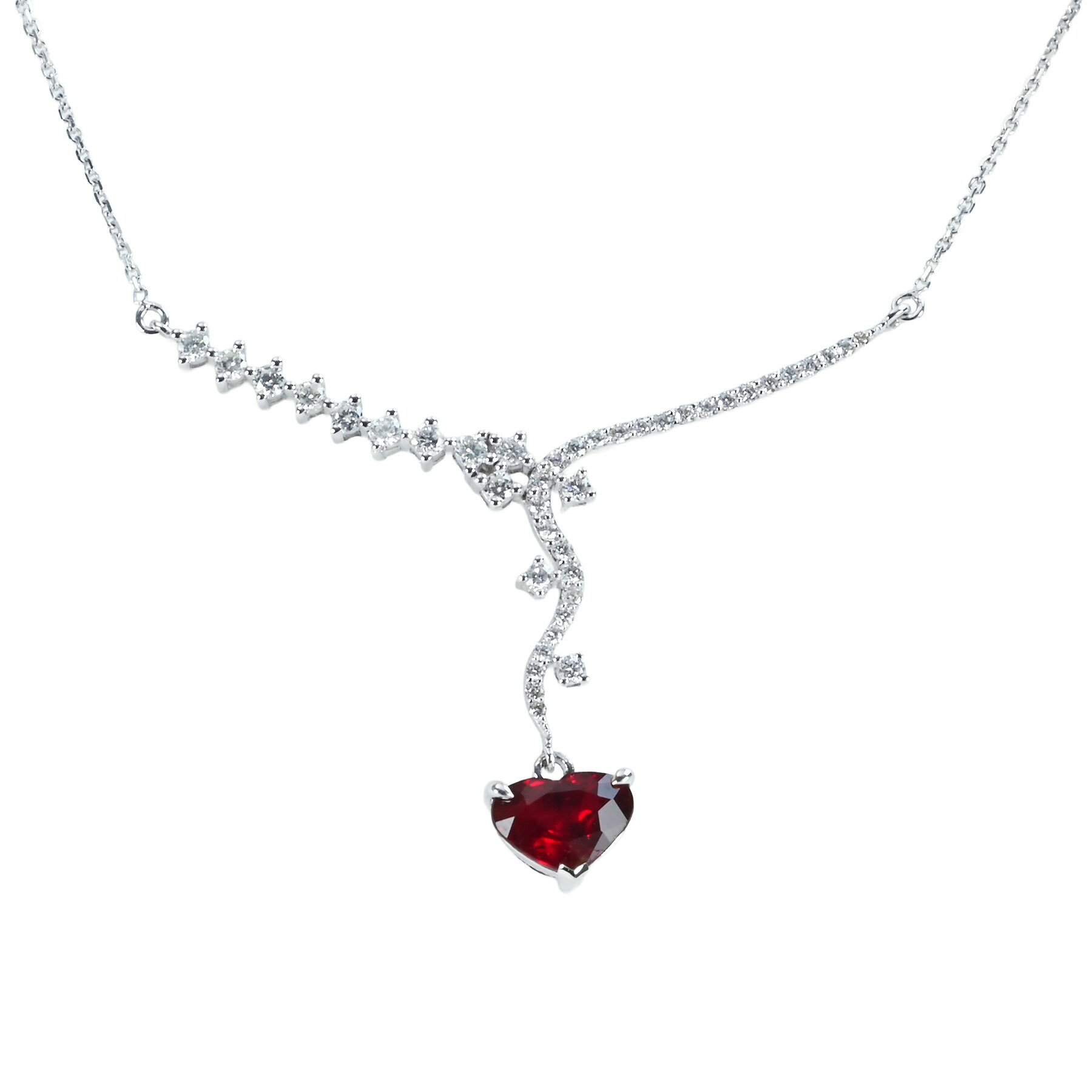 ルビーペンダント K18WG R1.05ct D0.40ct 3.2g 44cm【中古】|FoL Jewelry 店