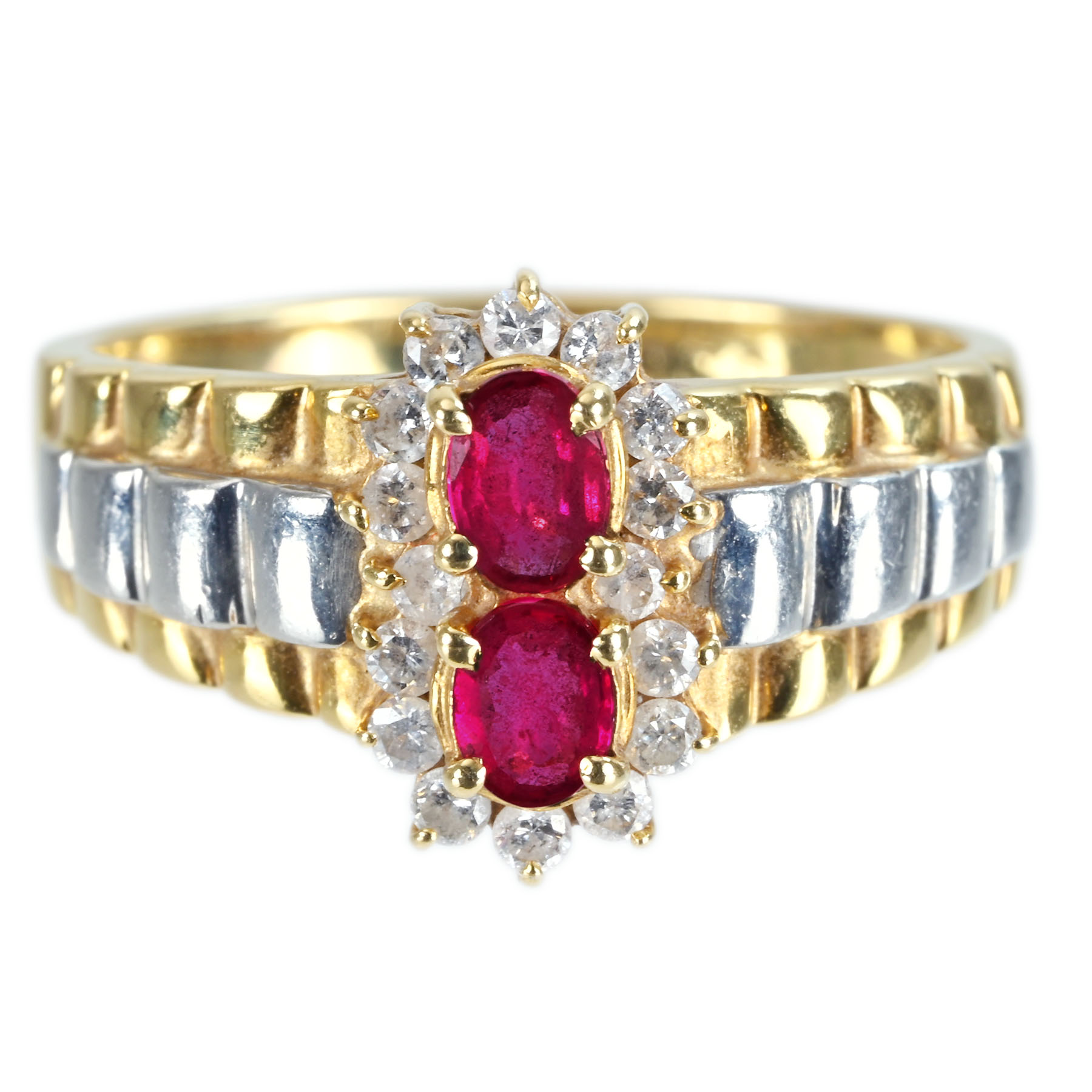 【中古】K18YG/PT900 RUBY RING ルビーリング D0.22ct 4.1g #12|FoL Jewelry 店