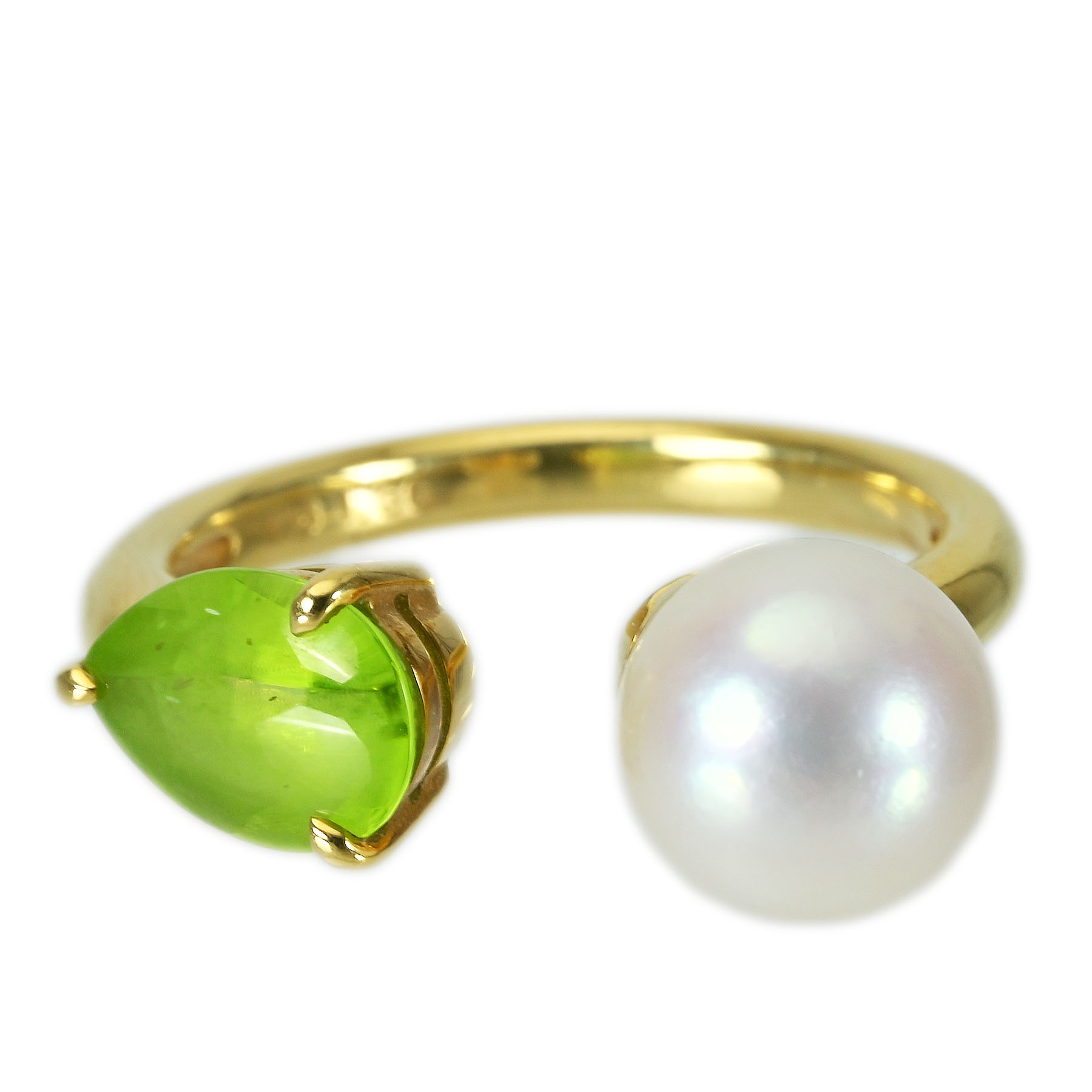 【中古】K18YG PEARL/PERIDOT RING パール/ペリドットリング P8.0mm 1.36ct 4.3g #12|FoL Jewelry 店