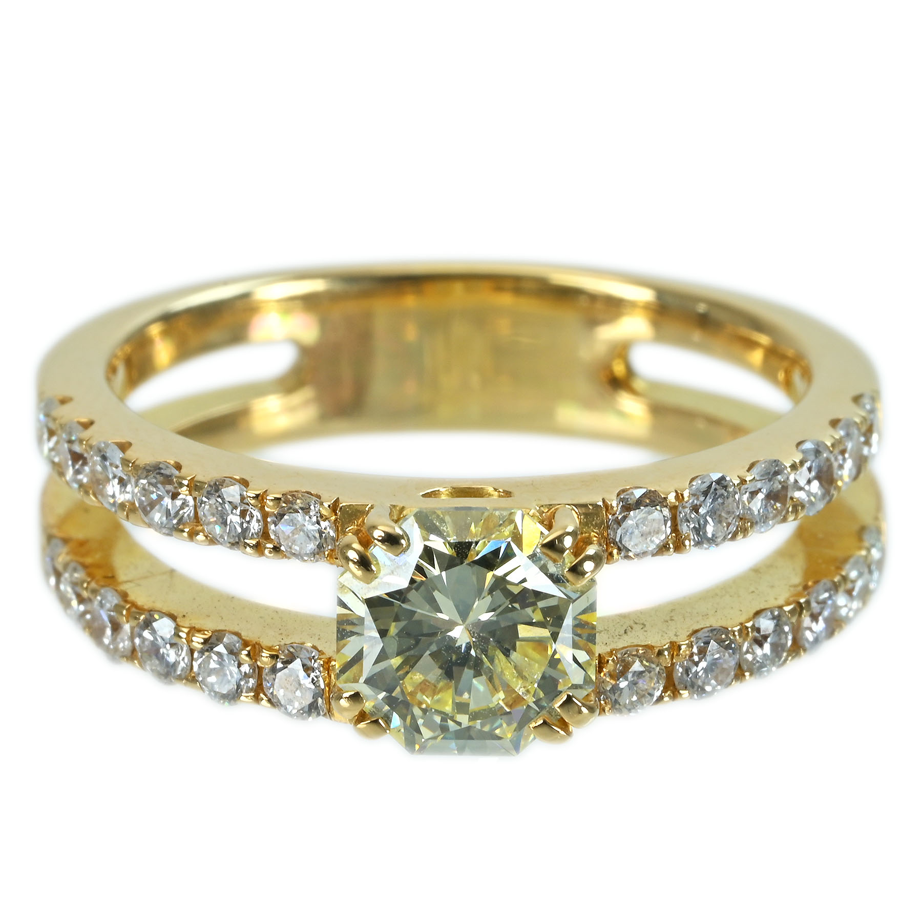【中古】K18YG DIAMOND RING オクタゴナルカットダイヤモンドリング 1.232ct D0.733ct 7.5g #16|FoL Jewelry 店
