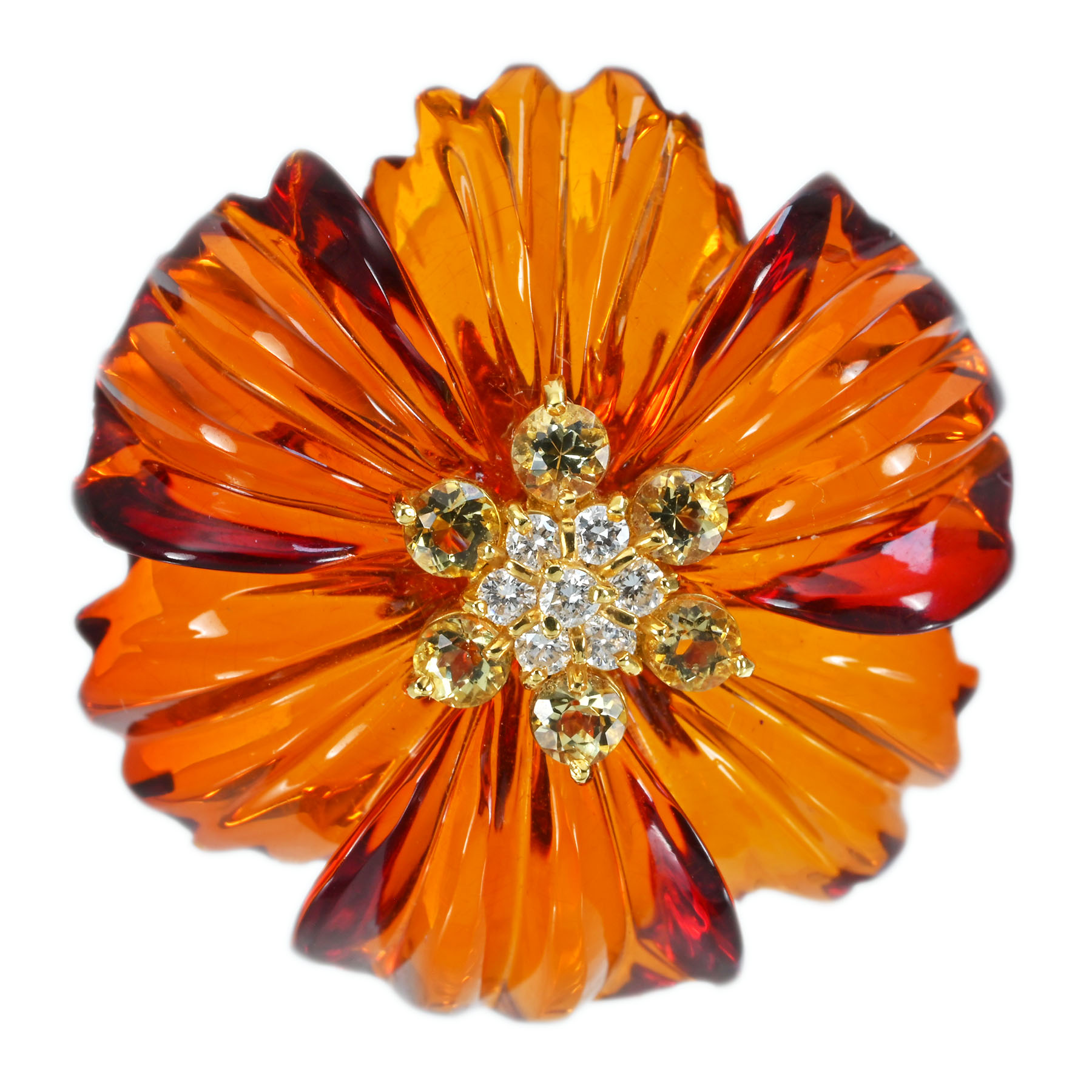 琥珀&シトリンリング K18YG D0.10ct 9.8g #13【中古】|FoL Jewelry 店