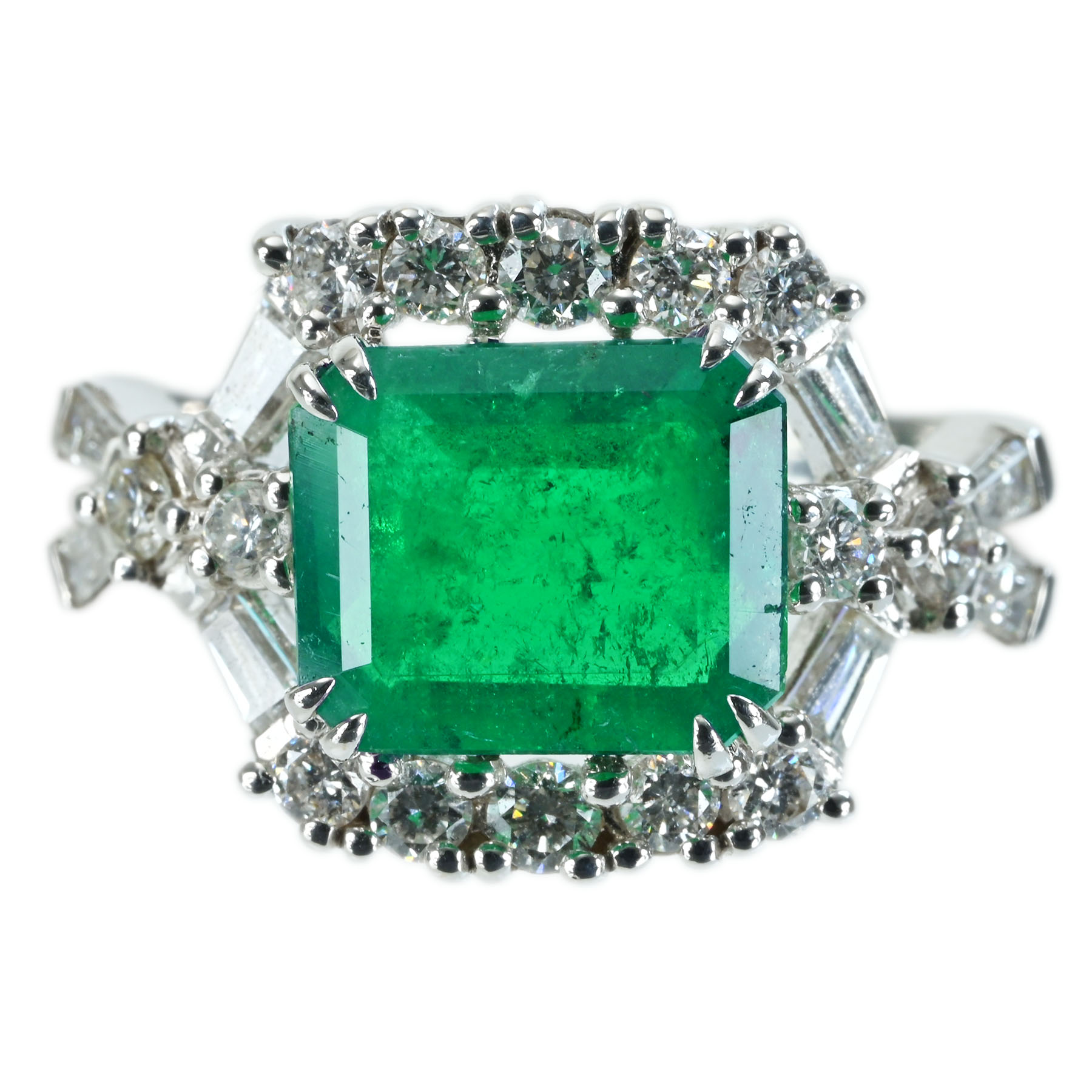 エメラルドリング K18WG E2.218ct D0.86ct 6.4g #14【中古】｜FoL Jewelry 店