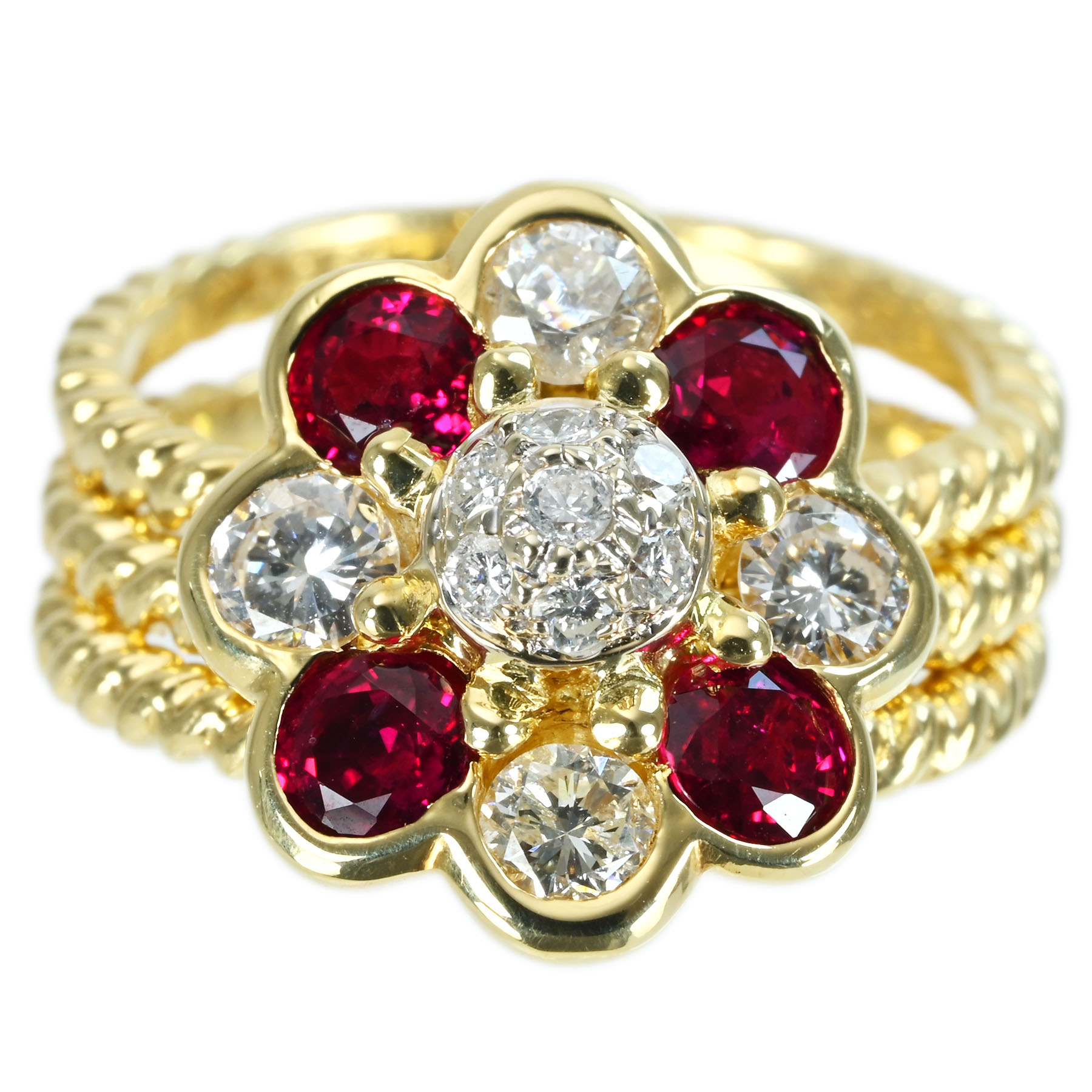 ルビーリング K18YG R1.35ct D0.78ct 10.0g #10【中古】|FoL Jewelry 店