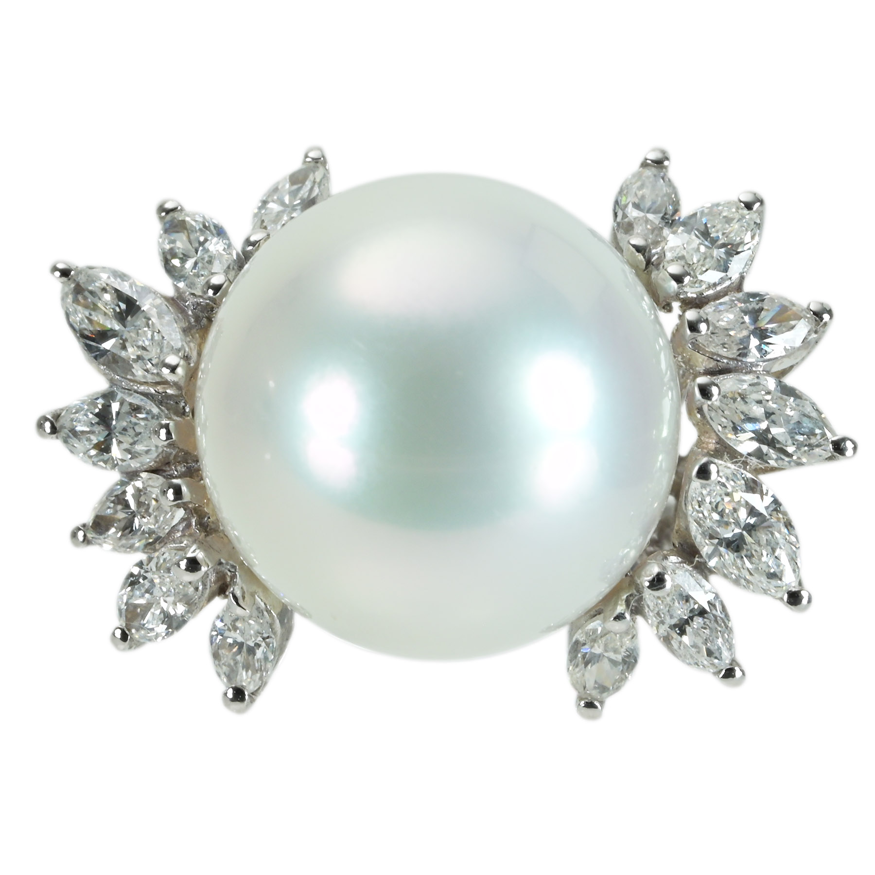 南洋白蝶パールリング K18WG P13.9mm D1.27ct 9.0g #15【中古】｜FoL Jewelry 店