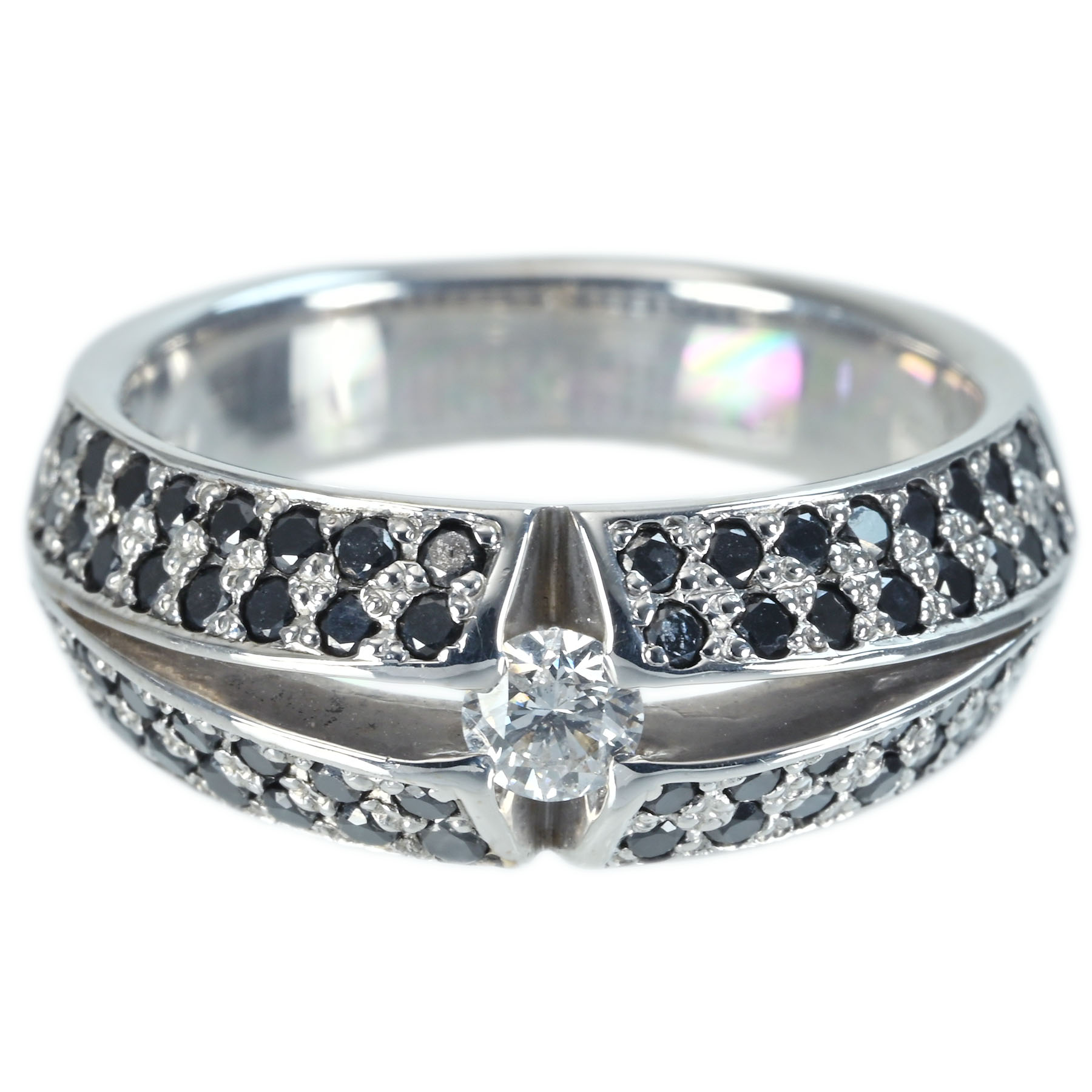 ブラック＆カラーレスダイヤモンドリング K18WG D1.05ct 8.4g #16.5【中古】｜FoL Jewelry 店