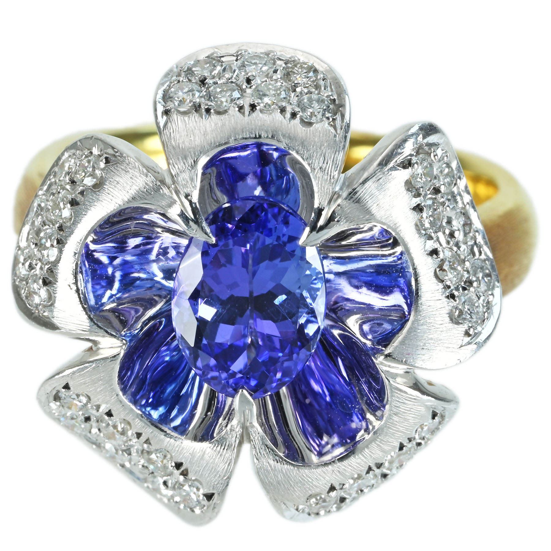 【中古】K18YG/PT900 TANZANITE RING タンザナイトリング T1.43ct D0.41ct 15.0g #14.5｜FoL Jewelry 店