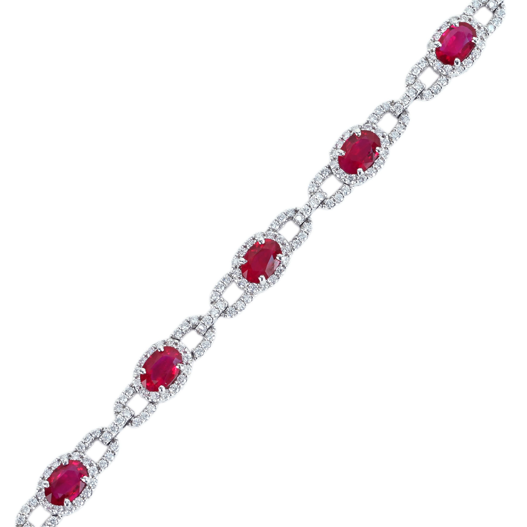 【中古】K18WG MYANMAR RUBY BRACELET ミャンマー産ルビーブレスレット R5.34ct D1.92ct 鑑別 13.1g 18.5cm｜FoL Jewelry 店