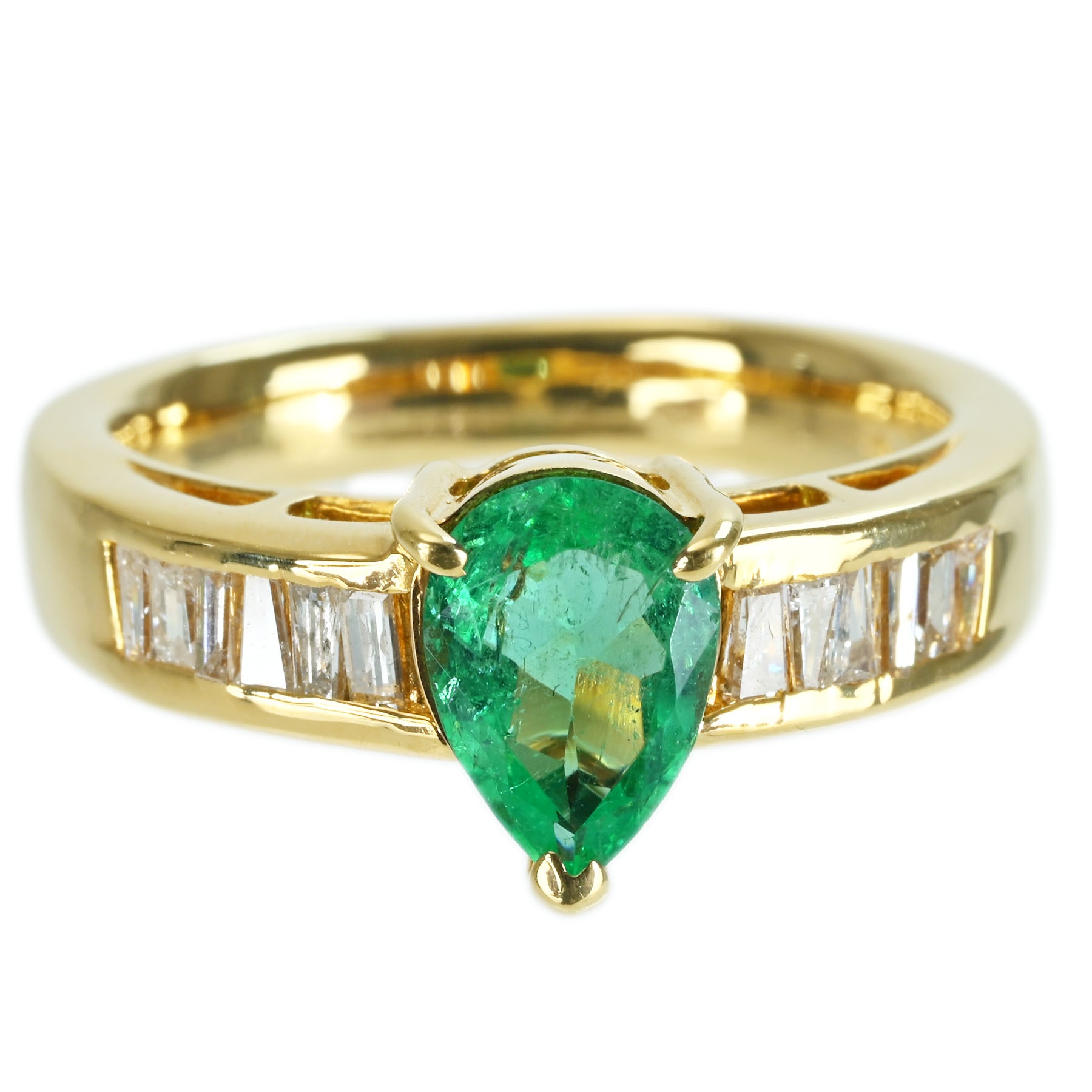 【中古】K18YG EMERALD RING エメラルドリング E1.05ct D0.50ct 7.0g #14|FoL Jewelry 店