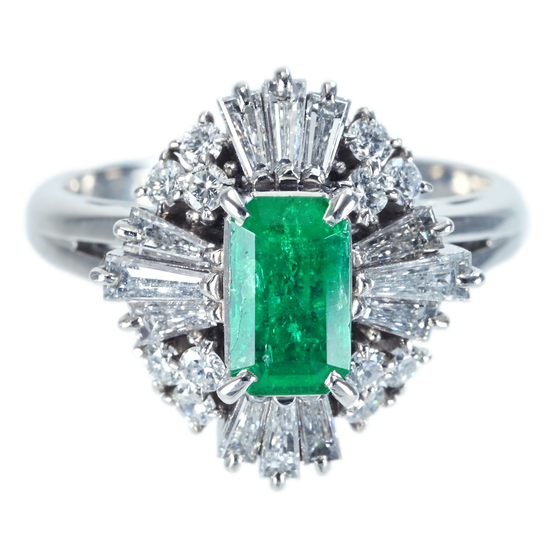 【中古】PT900 EMERALD RING エメラルドリング E0.65ct D0.77ct 6.4g #6.5|FoL Jewelry 店