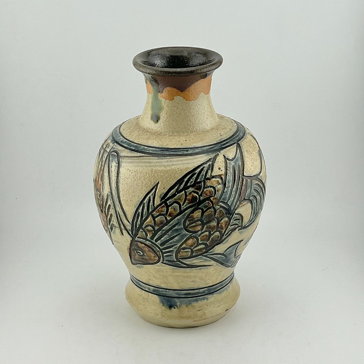 芸術の秋 [入手困難!]やちむん 金城次郎一門 宮城智 魚紋 大壺