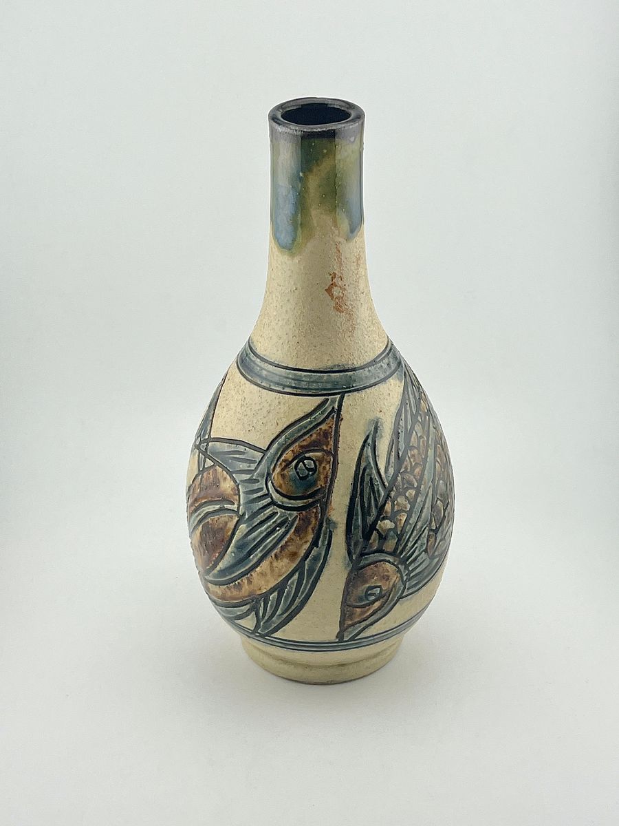 楽天市場】壺屋焼 人間国宝 金城次郎作 海老魚文急須 やちむん 花瓶 民