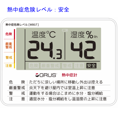 楽天市場 熱中症計 温度計 湿度計 室内 携帯 卓上 熱中症対策グッズ コンパクト ストラップ付 スポーツ アウトドア 工事現場 作業場 赤ちゃん Grs103 01 Grus グルス プレゼント フォロー楽天市場店
