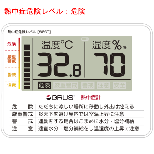 楽天市場 熱中症計 温度計 湿度計 室内 携帯 卓上 熱中症対策グッズ コンパクト ストラップ付 スポーツ アウトドア 工事現場 作業場 赤ちゃん Grs103 01 Grus グルス プレゼント フォロー楽天市場店