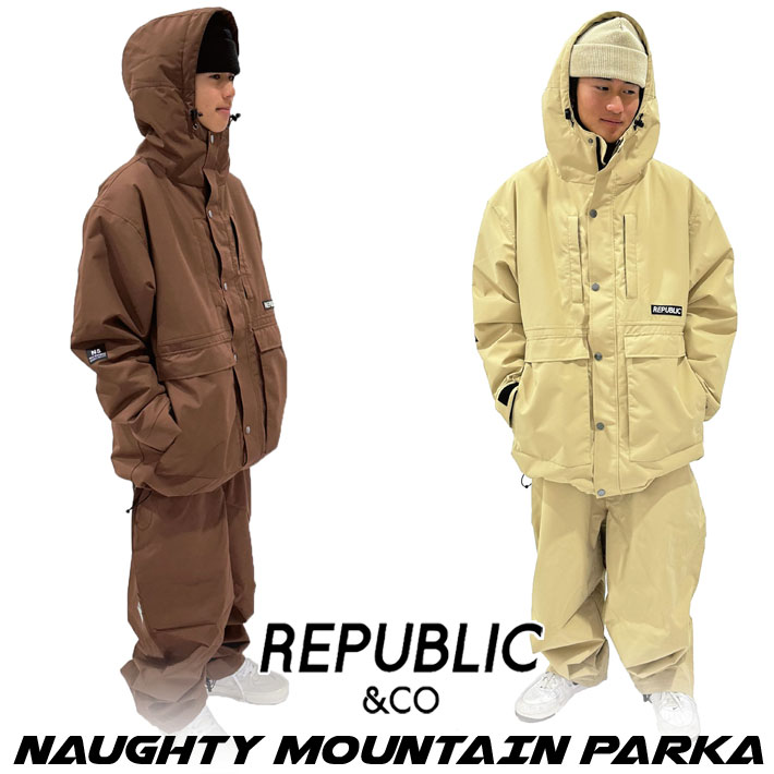 [店卸し資産境界線] 24-25 民主国家 REPUBLIC \u0026CO 御召しもの 上衣 NAUGHTY MOUNTAIN PARKA 否紅茶 お山パーカー メンズ レディース スノーボード御召しもの スノーボード アウトドア 難民キャンプ つり銭 滑るゲーム盤【即】