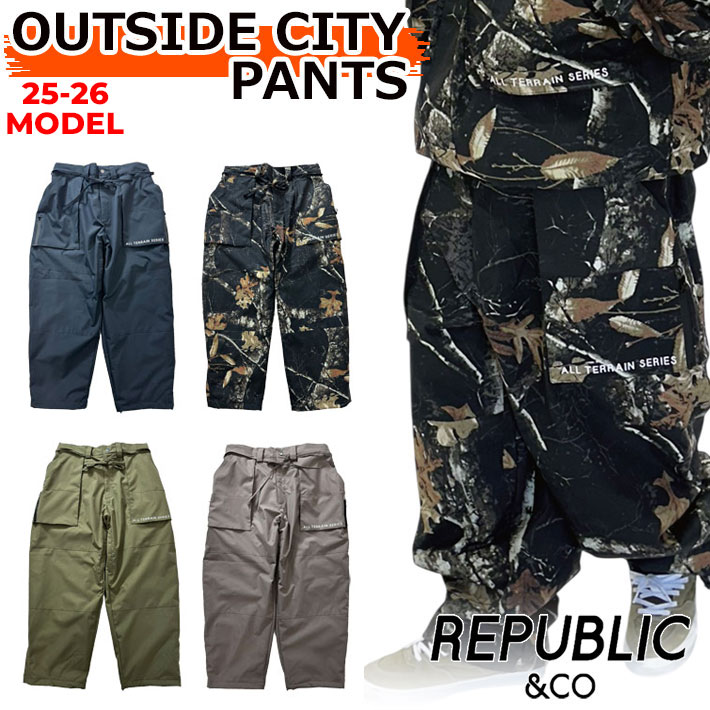 25-26 民主政治 REPUBLIC \u0026 CO お召しもの OUTSIDE CITY PANTS スノーボード アウトサイドシティ ズボン下 メンズ レディース スノーボードお召しもの スノーウェアー アウトドア 難民キャンプ 沖釣り 滑るゲーム盤 2025 2026 日本置き目品【即】 メンズウェア-スノーボード用ウェア-スポーツ・アウトドア