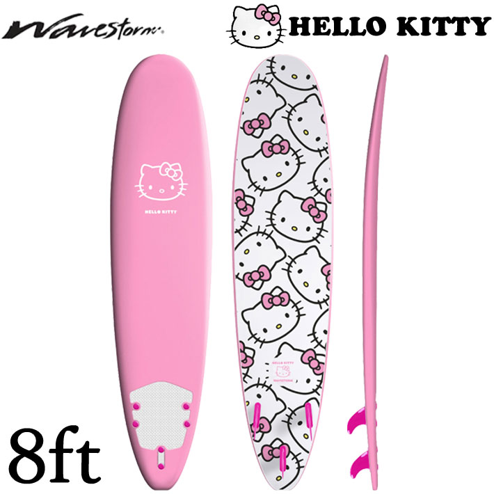 ハローキティ × ウェーブストーム Wavestorm サーフボード  [8’0”] HELLO KITTY キティちゃん ファンボード ソフトボード フィン デッキパッド リーシュコード 付属 TRI FIN [営業所留め送料無料]