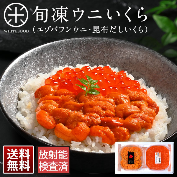 【ギフト箱入り】うに 北海道 礼文・利尻島産 旬凍エゾバフンウニ 80g＋昆布だしイクラ 150gセット【送料無料】<br><br><br>グルメ 寒中見舞い 贈答用 食品 プレゼント 海鮮丼 北海道産 内祝い お返し 出産内祝い