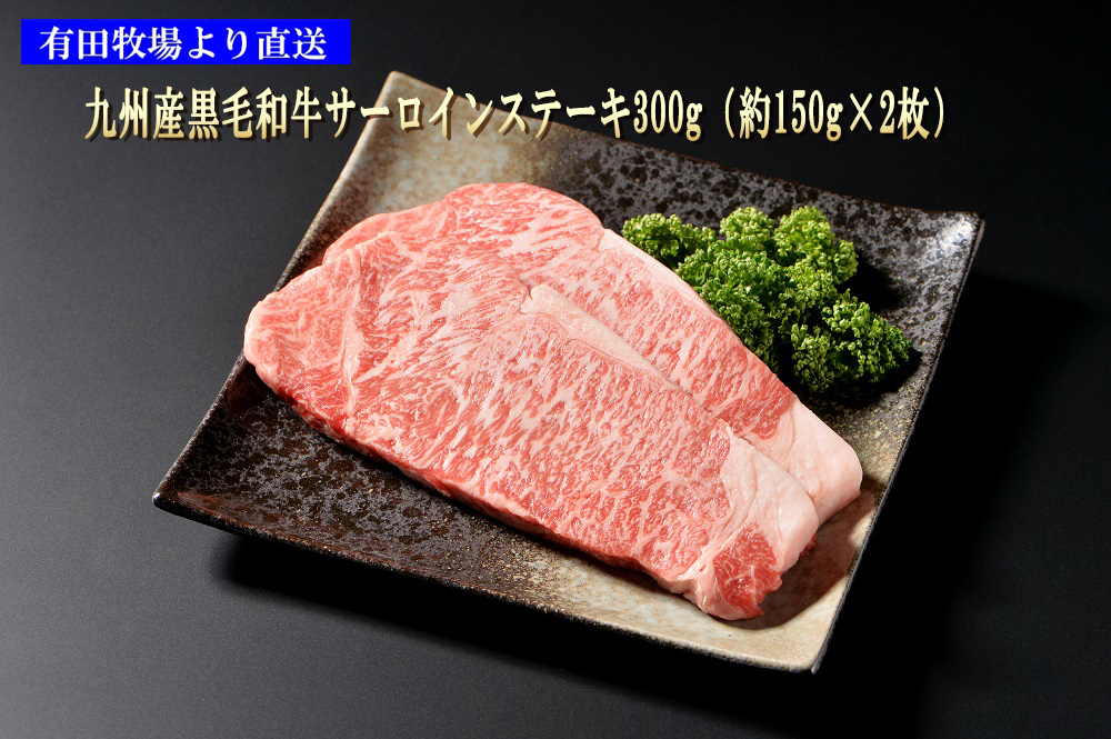 有田牧場 黒毛和牛 九州産 サーロインステーキ300g 約150g×2枚 送料無料 北海道 沖縄除く 牛肉 国産 和牛 ギフト  ふるさと納税ではありません 最大86%OFFクーポン