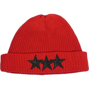 CHROME HEARTS クロム・ハーツ 3 STAR PTCHS SLUDGE CSHMR BEANIE RED ビーニー 赤 Size 【無償性】 【新古品・未当て嵌める品】 20832063