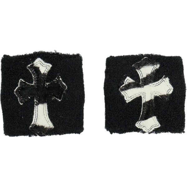 CHROME HEARTS クロム・ハーツ SWEATBAND WRIST BLACK ZEBRA クロスパッチリストバンド 黒白 Size 【無償性】 【新古品・未当てはめる品】 30008754