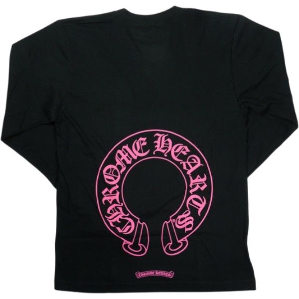 CHROME HEARTS クロム・ハーツ HORSESHOE L/S TEE BLACK/PINK ロンT 黒 Size 【XL】 【新古品・未使用品】 30010936|ブランド古着のフールズジャッジ