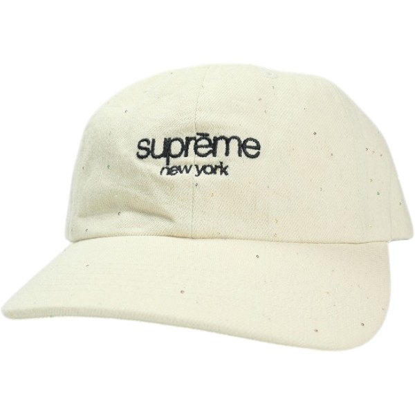 SUPREME シュプリーム 26SS Sequin Denim Classic Logo 6-Panel Natural キャップ ナチュラル Size 【フリー】 【新古品・未使用品】 30012216｜ブランド古着のフールズジャッジ