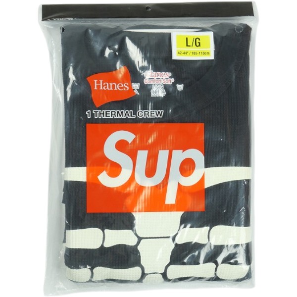 SUPREME シュプリーム ×Hanes 24AW Bones Thermal Crew Black サーマルロンT 黒 Size 【L】 【新古品・未使用品】 30007170|ブランド古着のフールズジャッジ