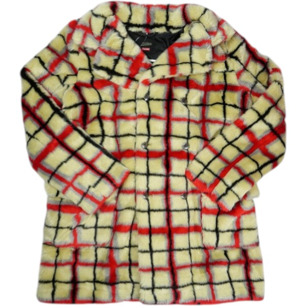 SUPREME シュプリーム ×Jean Paul Gaultier 19SS Double Breasted Plaid Faux Fur Coat 厚地の外套 ベージュ Size 【M】 【新古品・未当て嵌める品】 20838457