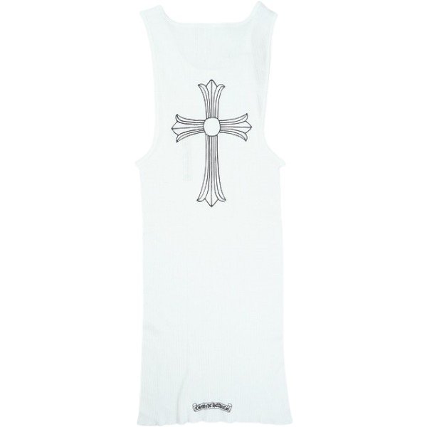CHROME HEARTS クロム・ハーツ T-BAR CROSS RIB TANK TOP WHITE タンクトップ 白 Size 【M】 【新古品・未使用品】 30012609|ブランド古着のフールズジャッジ
