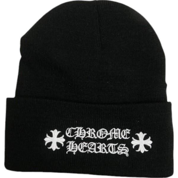 CHROME HEARTS クロム・ハーツ WATCH CAP BLACK/WHITE ビーニー 黒 Size 【フリー】 【新古品・未使用品】 30009603|ブランド古着のフールズジャッジ
