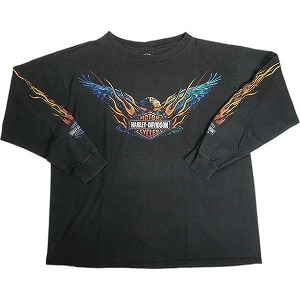 VINTAGE ヴィンテージ Harley Davidson Eagle Flame LS Tee ロンT 黒 Size 【XL】 【中古品-良い】 20818611|ブランド古着のフールズジャッジ