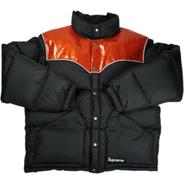 SUPREME シュプリーム 22AW Glitter Yoke Down Puffer Jacket Black/Red 落ちこむ上衣 黒赤 Size 【L】 【中古品-人並み外れたに好いたらしい】 20836217