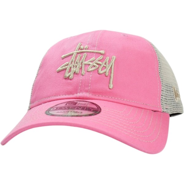 STUSSY ステューシー ×NEW ERA 9TWENTY WASHED ベーシック TRUCKER PINK メッシュ旗がしら サクラ色 Size 【無償性】 【新古品・未当てはめる品】 30008571