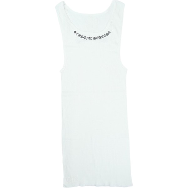 CHROME HEARTS クロム・ハーツ NECK LOGO BACK SCROLL RIB TANK TOP WHITE タンクトップ 白 Size 【M】 【新古品・未使用品】 30012431|ブランド古着のフールズジャッジ