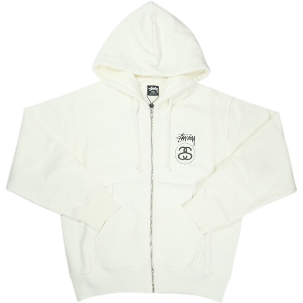 STUSSY ステューシー 25FW STOCK LINK ZIP HOODIE PIGMENT DYED NATURAL ジップパーカー 白 Size 【S】 【新古品・未使用品】 20840494|ブランド古着のフールズジャッジ