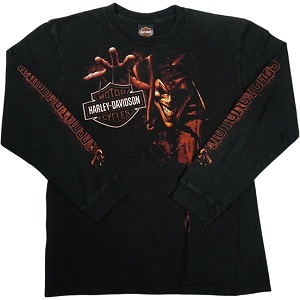 VINTAGE ヴィンテージ Harley-Davidson ハーレーダビッドソン Pierrot Blood Logo LS Tee ロンT 黒 Size 【L】 【中古品-良い】 20827814|ブランド古着のフールズジャッジ