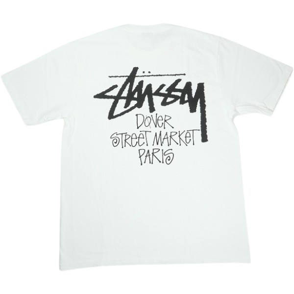 STUSSY ステューシー ×DOVER STREET MARKET STOCK DSM PARIS WHITE TEE Tシャツ 白 Size 【XL】 【新古品・未使用品】 30008736|ブランド古着のフールズジャッジ