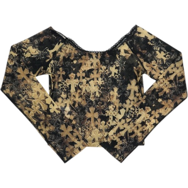 CHROME HEARTS クロム・ハーツ All OVER CROSS PRINTED LS TEE トップス ロンT マルチ Size 【レディースS】 【新古品・未当て嵌める品】 30008962