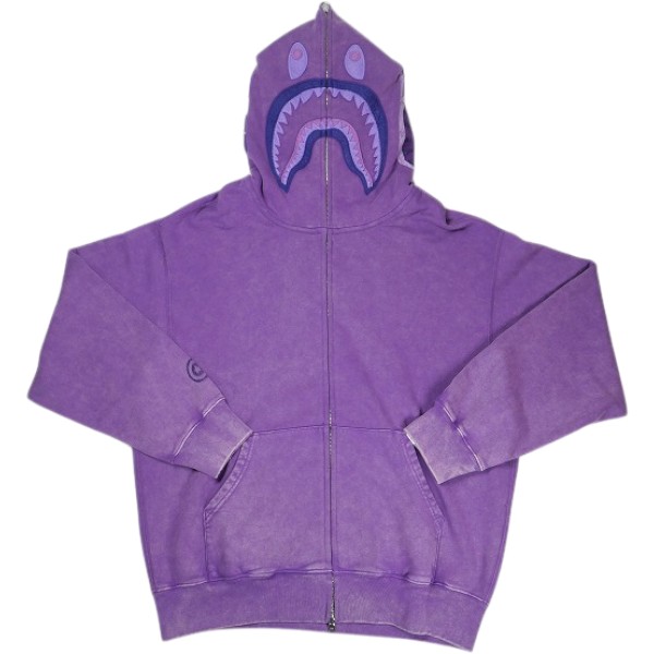 A BATHING APE ア ベイシング エイプ 26SS GARMENT DYE SHARK RELAXED FIT FULL ZIP HOODIE PURPLE シャークパーカー 紫 Size 【M】 【新古品・未当て嵌める品】 30005909 トップス-メンズファッション-パーカー