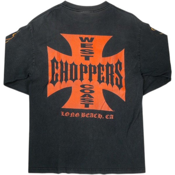 VINTAGE ヴィンテージ West Coast Choppers ウェストコーストチョッパーズ Skull Flame Red Cross LS Tee ロンT 黒 Size 【M】 【中古品-良い】 30006404｜ブランド古着のフールズジャッジ